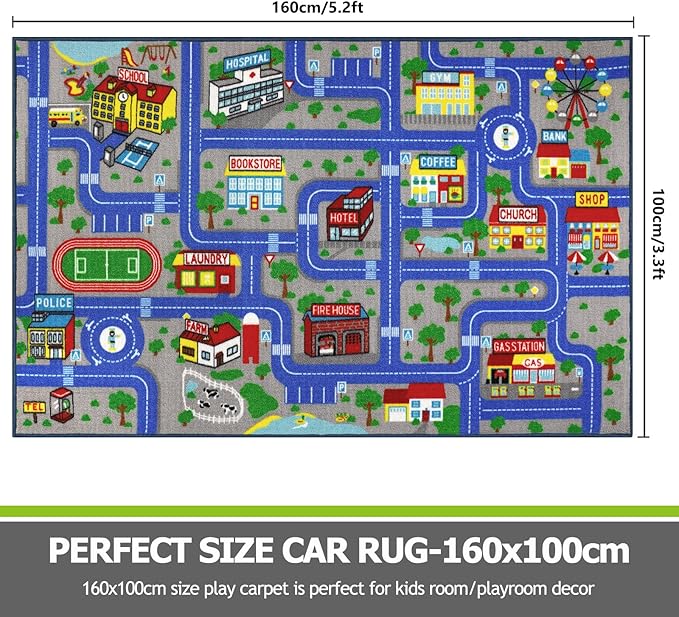 Capslpad Blue Car Road Kid Rug Carpet Playmat - Image 2