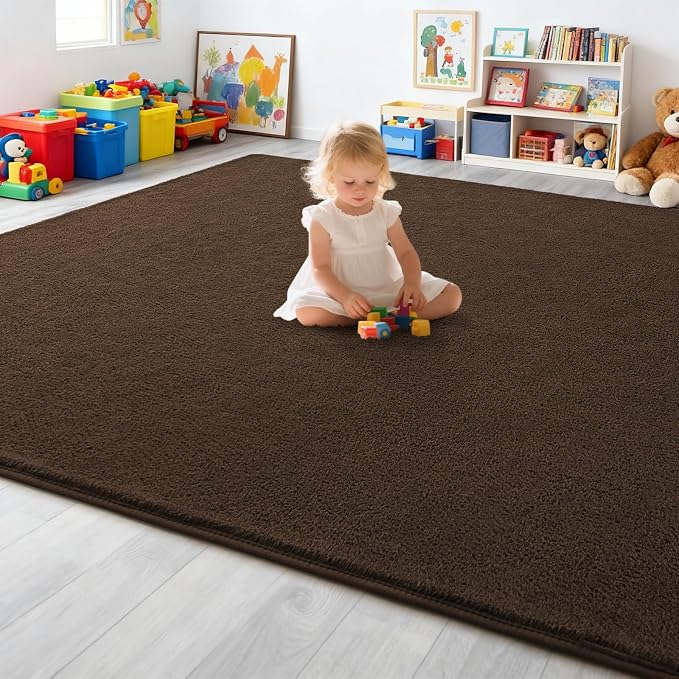 5x7 Feet Brown Area Rugs for Bedroom, Indoor Washable Memory Foam Rug for - Image 7