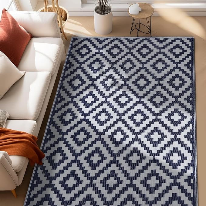 SAND MINE Reversible Mats, Plastic Straw Rug, Modern Area Rug, Large Floor Mat - Image 7
