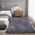 KICHOWUA Thick Area Rug Grey Fluffy 4x6 by KICHOWUA