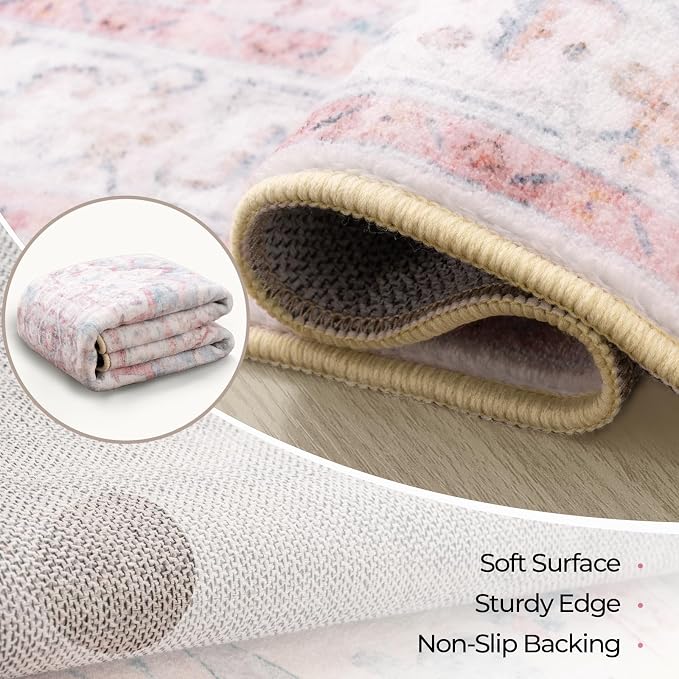 CAPALOCA Machine Washable Rugs Nursery Rug 6x9 Cute Girl Non Slip Low Pile - Image 4