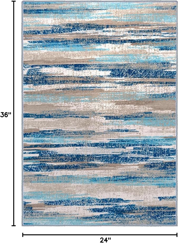 Lansny Small Abstract Area Rug, Entryway Rug Washable Door Mat Indoor Entrance - Image 2