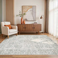 Rugxara Washable Area Rug for Living Room, Neutral Vintage Boho Rugs for Office by Rugxara