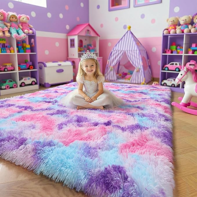 Amdrebio Hot Pink Rainbow Area Rug - Image 3