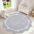 GarveeHome Scalloped Bow Rug for Living Room, 5ft Round Rugs Washable Solid by GarveeHome