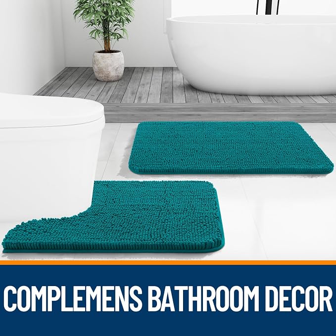 OLANLY Bathroom Rugs 32x20, Extra Soft Absorbent Chenille Bath Rugs, Rubber - Image 7