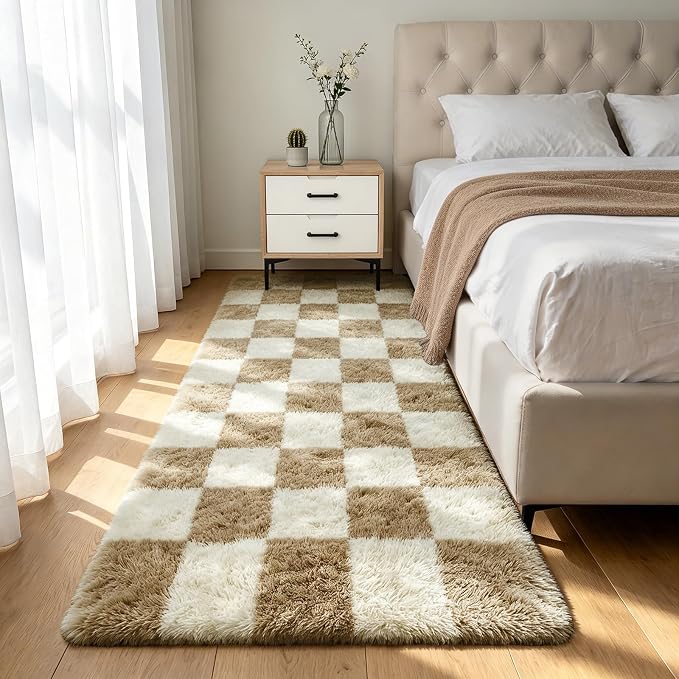 Shag Runner Rug for Bedroom Living Room 2x6 Upgrade Non-Slip Fluffy Soft by Boshengya