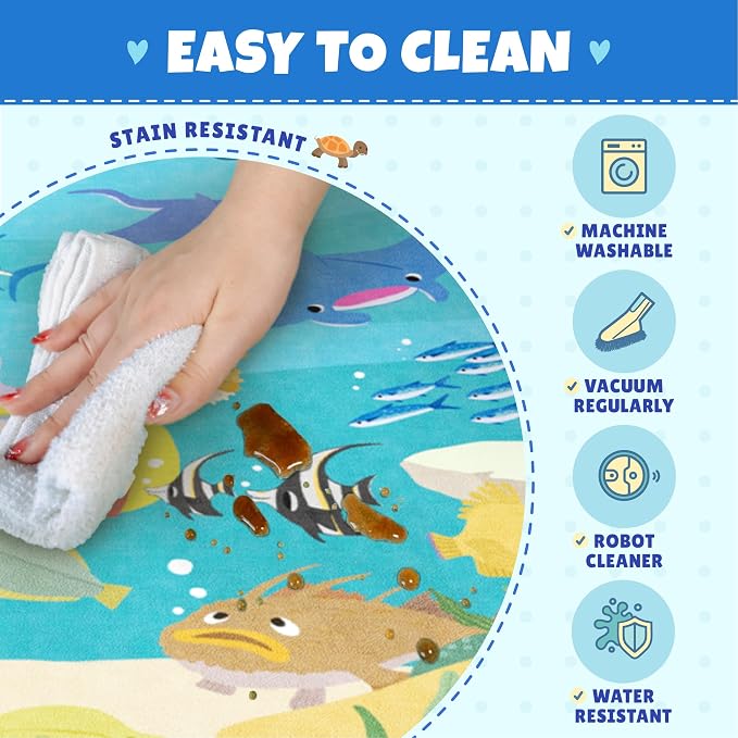 4x6 Ocean Rug for Toddlers Playroom – Sea Life Learning Carpet - Image 4