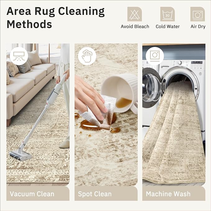 Soalmost 6x9 Area Rug for Living Room Floral Washable Non-Slip Modern Rugs for - Image 8