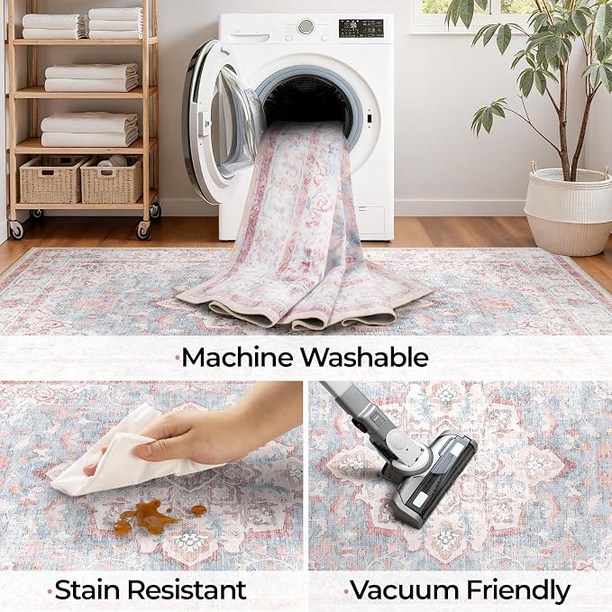 CAPALOCA Machine Washable Rugs Nursery Rug 8x10 Cute Girl Non Slip Low Pile - Image 5