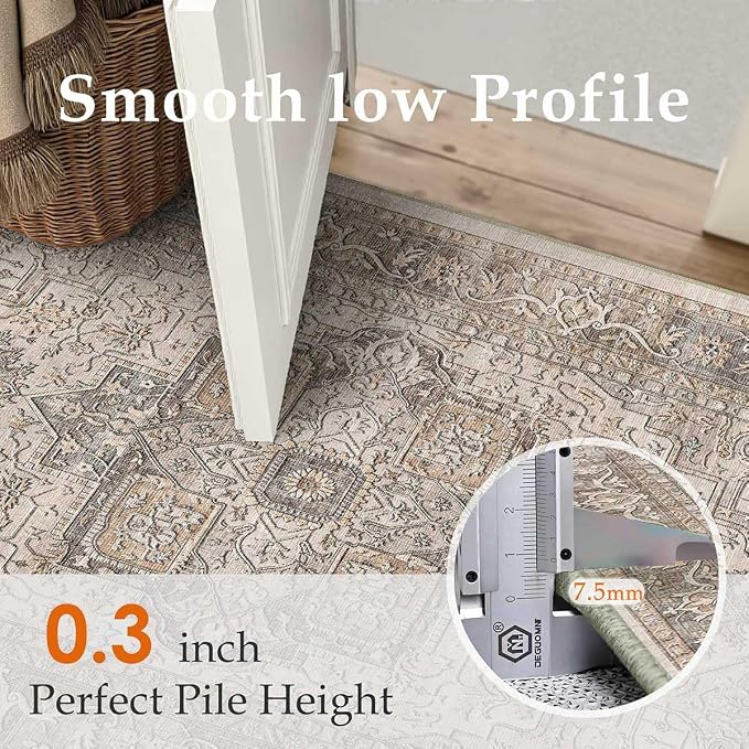 4x6 Washable Vintage Area Rug Brown Oriental Soft Entryway Throw Rug Neutral - Image 5