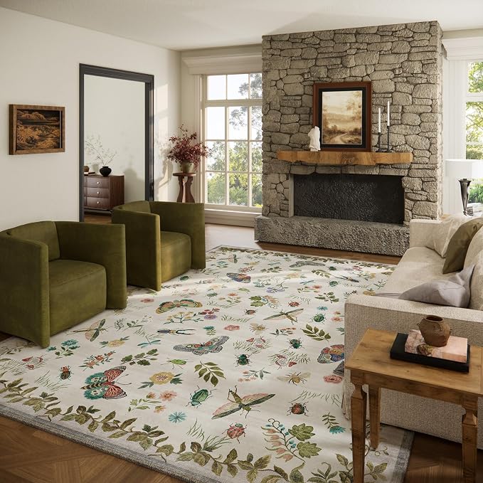 Washable Area Rugs for Living Room: 9x12 Bedroom Rug Vintage Large Rugs Stain by palohom