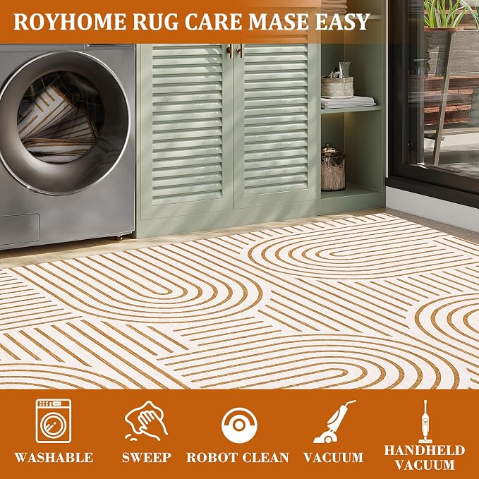 ROYHOME Modern Rug 2x6 Runners for Hallways, Abstract Kitchen Runner Rugs Non - Image 7