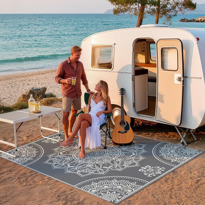 Pauwer Waterproof Outdoor Rug 8x10, Reversible Plastic Straw Patio Camping Rug - Image 8