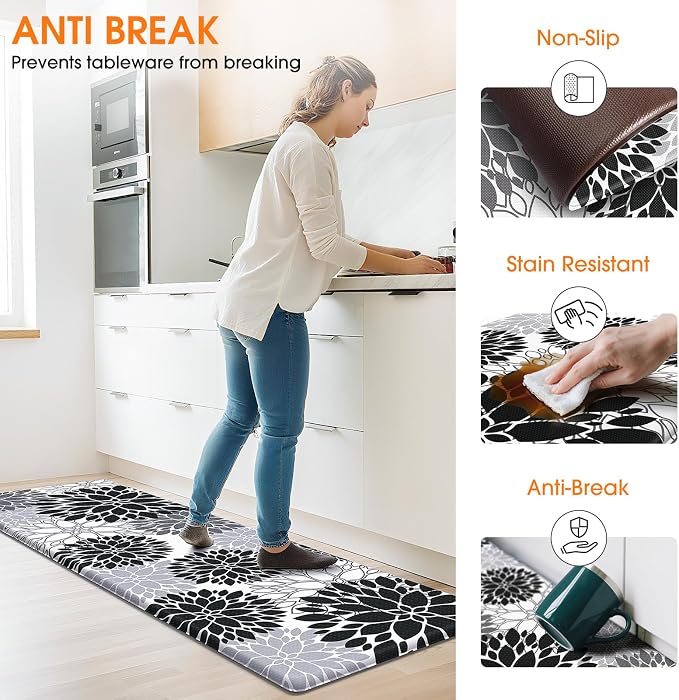 StepLively Kitchen Mats for Floor 2PCS, 0.47" Anti Fatigue Mats for Kitchen - Image 3