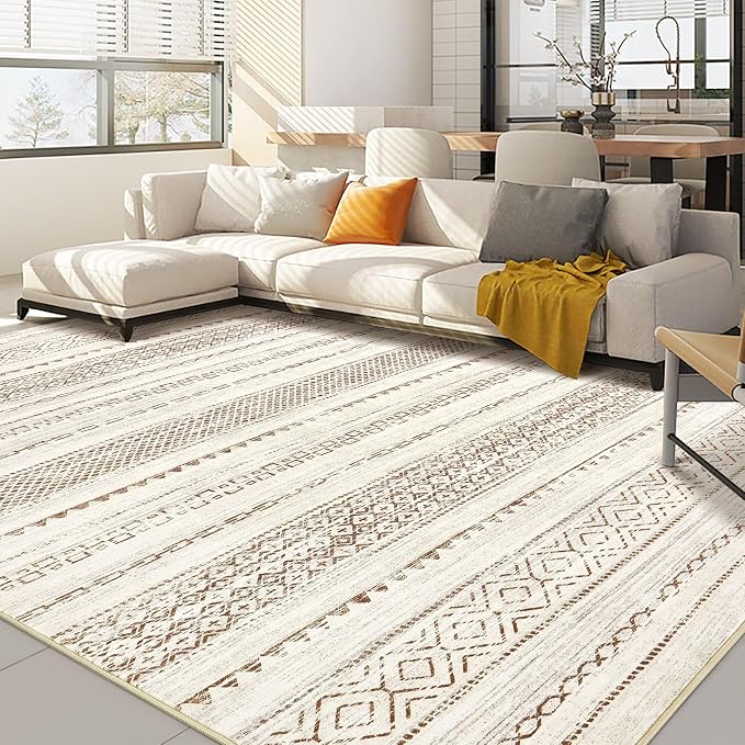 Nakagishi 7x10 Area Rug Living Room: Washable Boho Large Neutral Modern Soft by NakagishiAreaRug