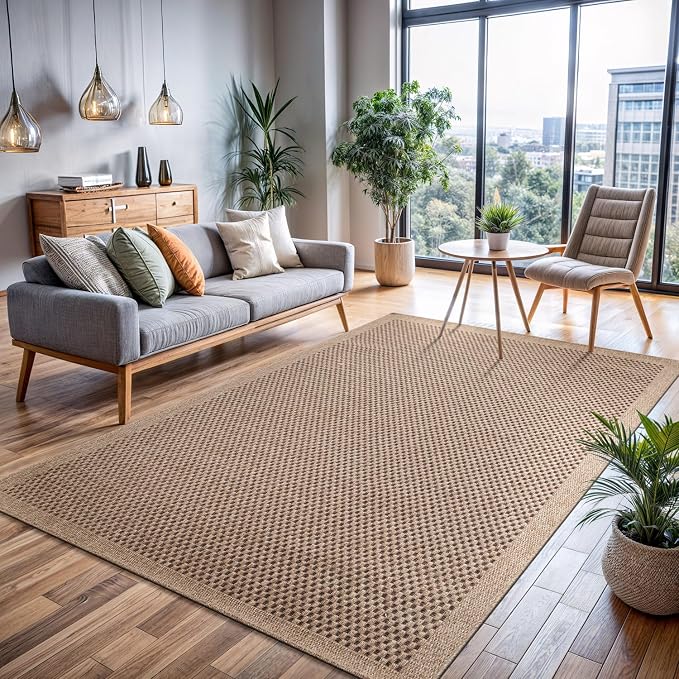CAMILSON Easy Jute Rug 8x10, Indoor Outdoor Natural Color Fiber Area Rugs - Image 9