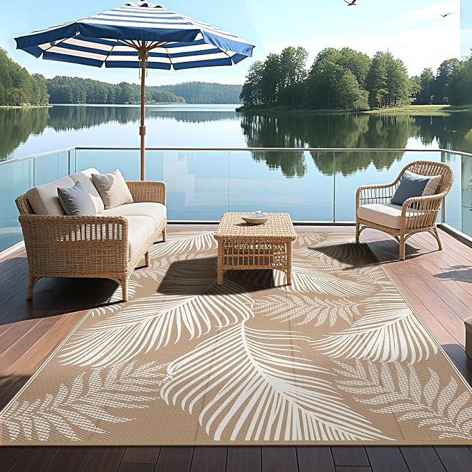 Pauwer Waterproof Outdoor Rug 5x8, Reversible Plastic Straw Patio Camping Rug - Image 7