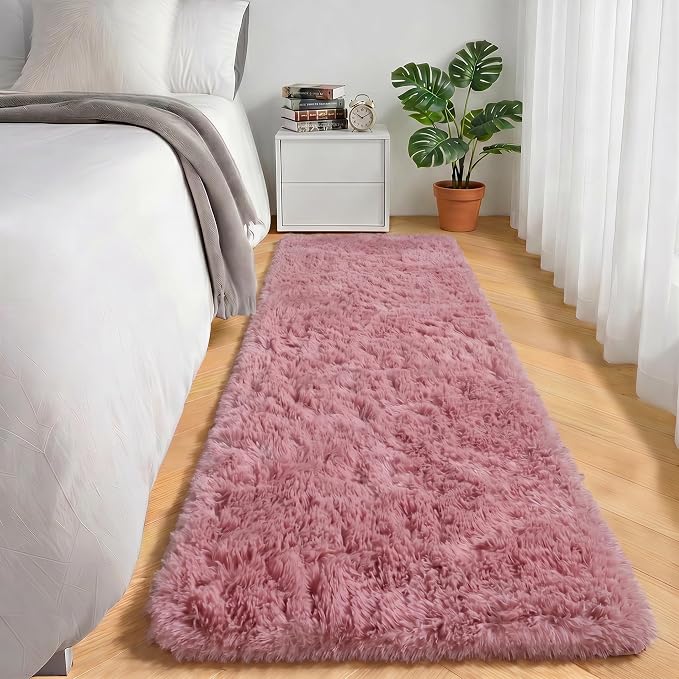 ONASAR Blush Runner Rugs for Bedroom Living Room, Fluffy 2x6 Bedside Hallway - Image 4