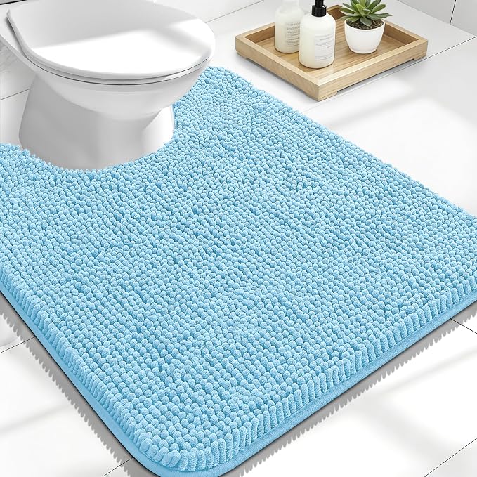 OLANLY Toilet Rugs U-Shaped 24x20, Extra Soft Absorbent Chenille Contour by OLANLY