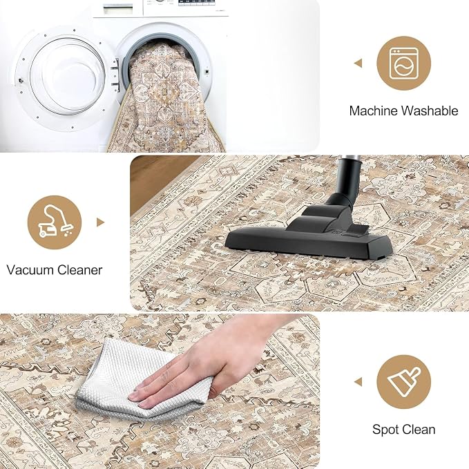 Yamaziot Washable Runner Rug, 3x10 Non-Slip Boho Vintage Hallway Rug - Image 5