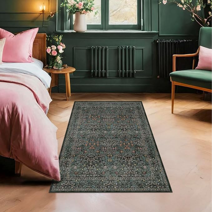 Dark Green Washable 3x6 Runner Rug - Image 4