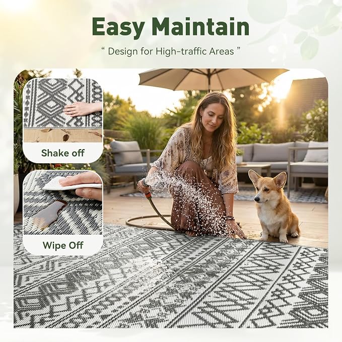 MontVoo Outdoor Rug Carpet Waterproof 5x8 Outdoor Patio Rug Mat Reverisble - Image 9
