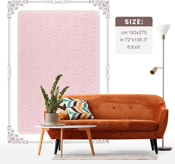 Macgace 6x9 Pink Area Rug, Soft Shag Carpet, Washable Living Room Rugs - Image 7
