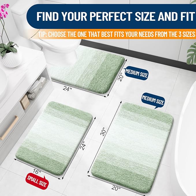OLANLY Luxury Toilet Rugs U-Shaped 24x20, Extra Soft and Absorbent Microfiber - Image 2