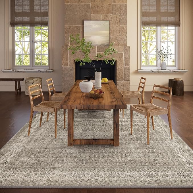 Washable Area Rugs for Living Room: 9x12 Bedroom Rug Boho Vintage Area Rug - Image 5
