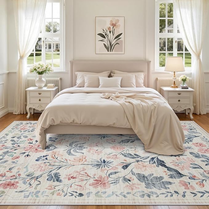 8x10 Area Rugs Washable Rug: Large Boho Living Room Rug Soft Non-Slip Low Pile - Image 3