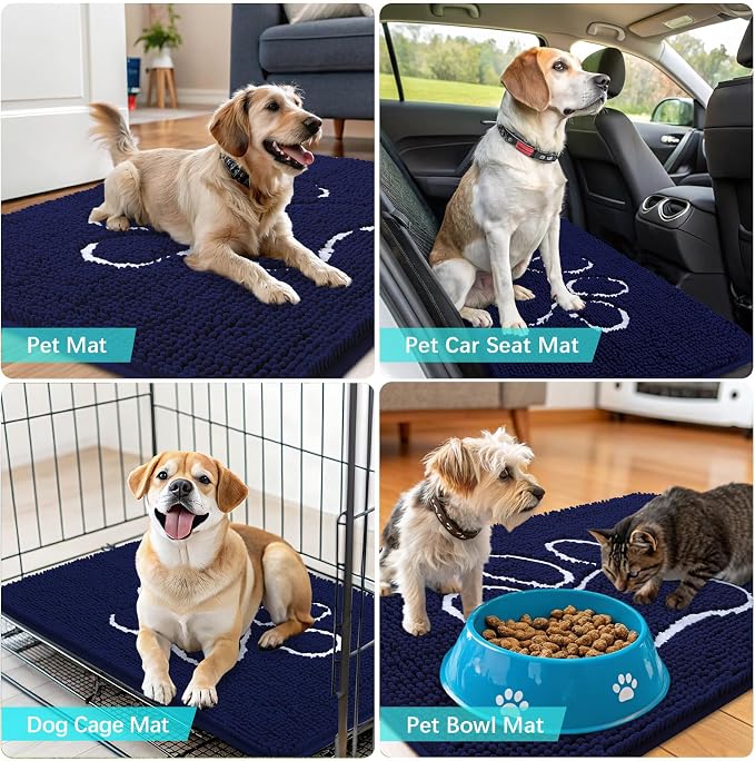 OLANLY Dog Door Mat for Muddy Paws 47x24, Paw Print Design, Absorbs Moisture - Image 7