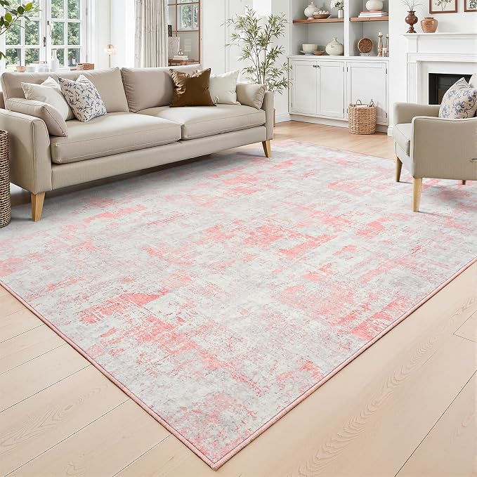 Toneed Abstract Area Rug Modern Washable Rug Soft Non Slip Rug Low Pile by Toneed