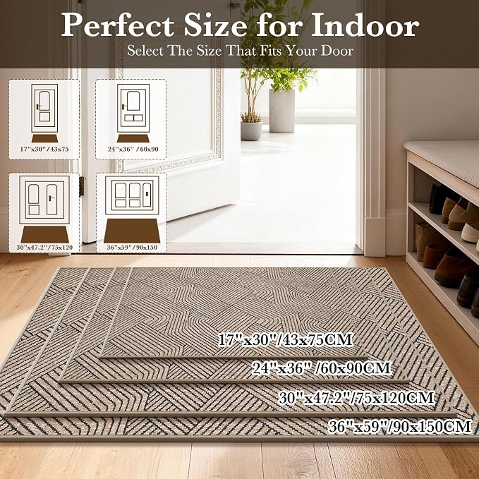 Indoor Door Mat 30"x47" Large, Low-Profile Welcome Front Door Mat Indoor - Image 2