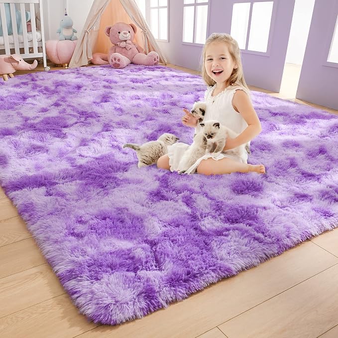 AROGAN Soft Rainbow Area Rugs for Girls Room 3x5 Feet, Fluffy Girls Bedroom Rugs by AROGANAREARUG