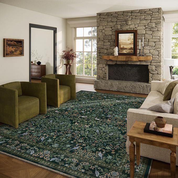 Washable Area Rugs for Living Room: 9x12 Rug Stain Resistant Non Slip Low Pile by palohom
