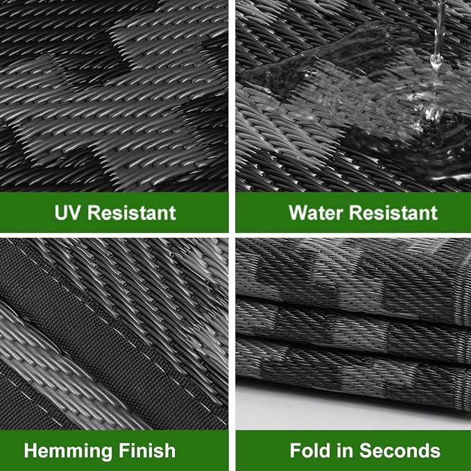 RURALITY Outdoor Rugs 5x8 Feet for Patios Clearance, Plastic Straw Waterproof - Image 4