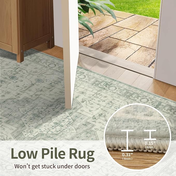 Rugxara Washable Area Rug for Living Room, Vintage Boho Rugs for Office - Image 7