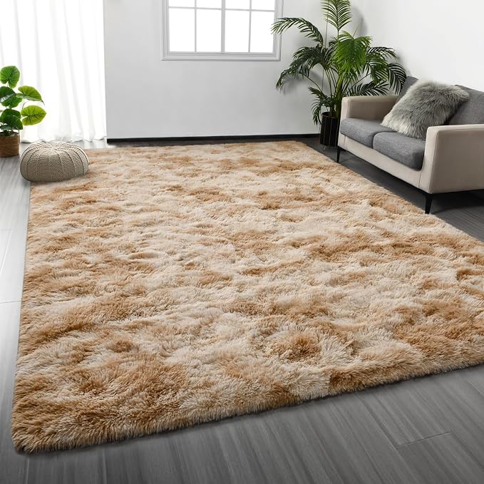 Deerhoo Large Shag Area Rugs 8 x 10, Tie-Dyed Plush Fuzzy Rugs by Deerhoo