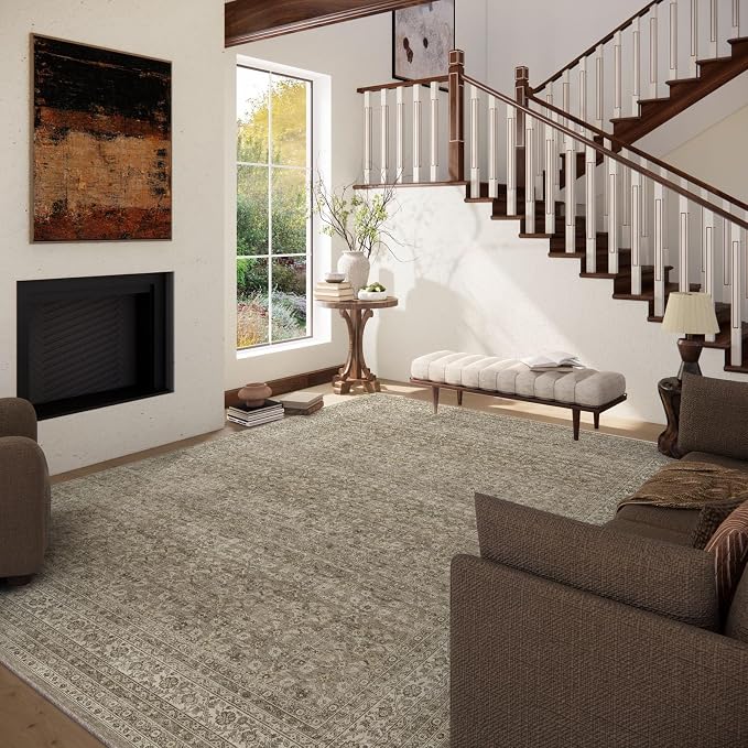 Washable Area Rugs for Living Room: 5x7 Bedroom Area Rug Boho Vintage Rugs - Image 3