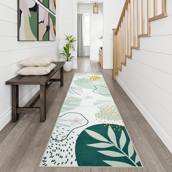 Lahome Green Runner Rugs for Hallway 2x10, Extra Long Washable Non-Slip Kitchen - Image 3