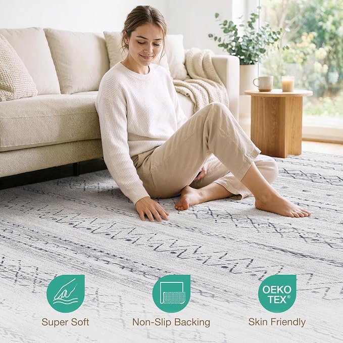cotiled 8x10 Area Rugs Living Room Rug: Washable Boho Rugs - Image 4