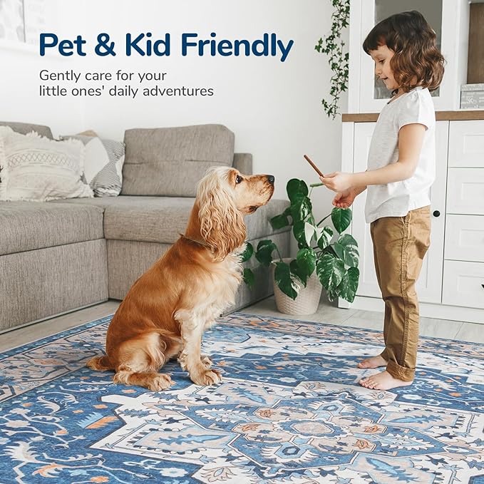 Lessymo 5x7 Area Rugs- Machine Washable Area Rugs, Super Soft Faux-Wool Area Rug - Image 6
