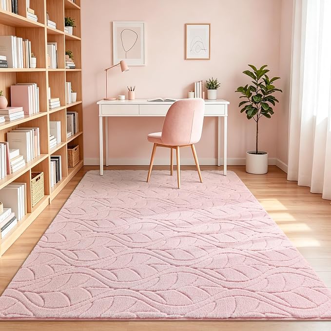 Macgace 3x5 Pink Area Rug, Washable Shag Carpet, Kids Room Nursery Rugs - Image 3