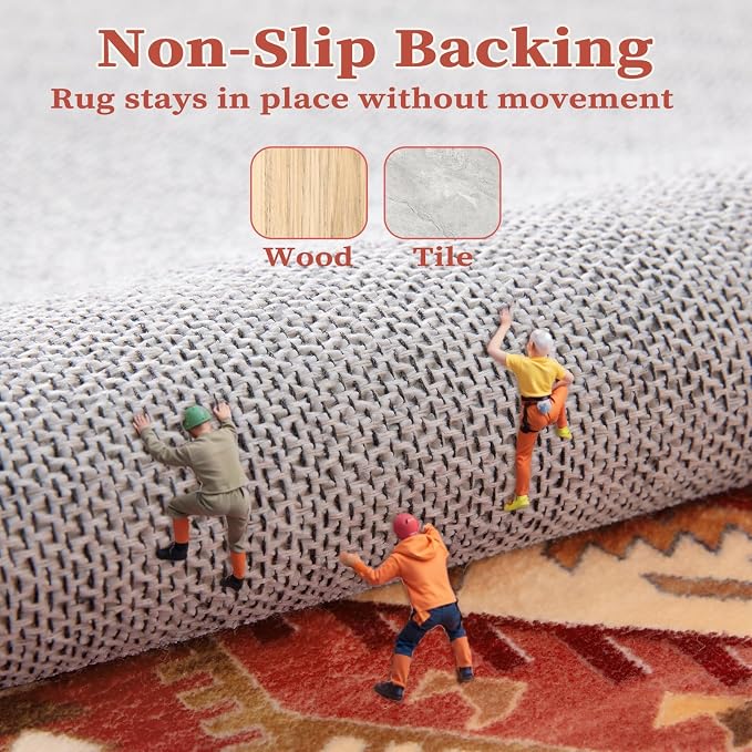 SERISSA Area Rug 3x5 Boho Rugs for Bedroom, Washable Non-Slip Living Room Rug - Image 5