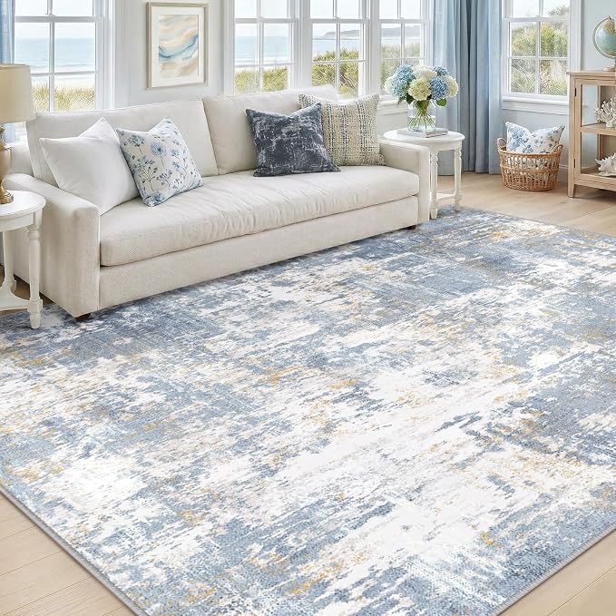 RELEANY Washable Area Rugs 8'x10' Non-Slip Modern Abstract Soft by RELEANY