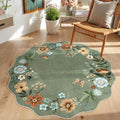 Lahome Floral Round Area Rugs, Washable Small Round Rug 3ft Non-Slip, Soft Boho by Lahome