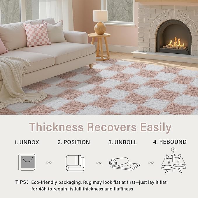 PureCozy Checkered Rug 5x7 for Living Room - Image 5