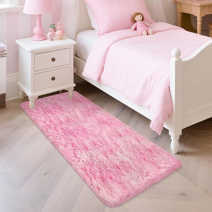 Soft Plush Pink Fluffy Rug 2x10 Ft, Fuzzy Shag Runner Carpet - Image 9