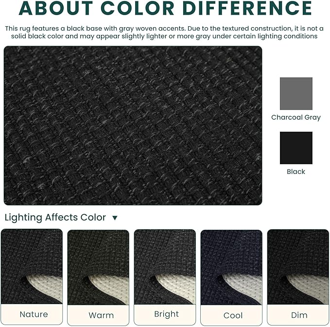 KOZYFLY Black Runners for Hallway 2.5'x8', Washable Runner Rug, Woven Non Slip - Image 3